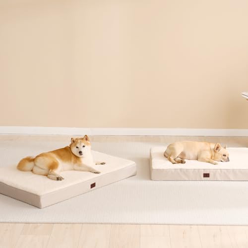 Orthopedic Dog Bed Large with Removable Washable Cover (41*27*3.5 inches / Camel)