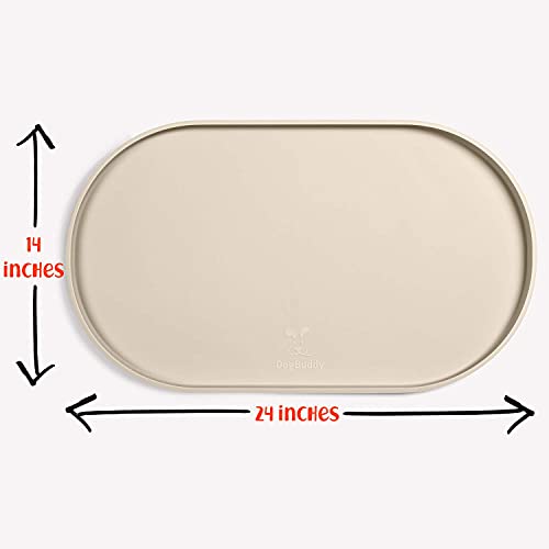 Dog Food Mat Waterproof Dog Bowl Mat (24x14 Inch (Pack of 1) / White Sand)