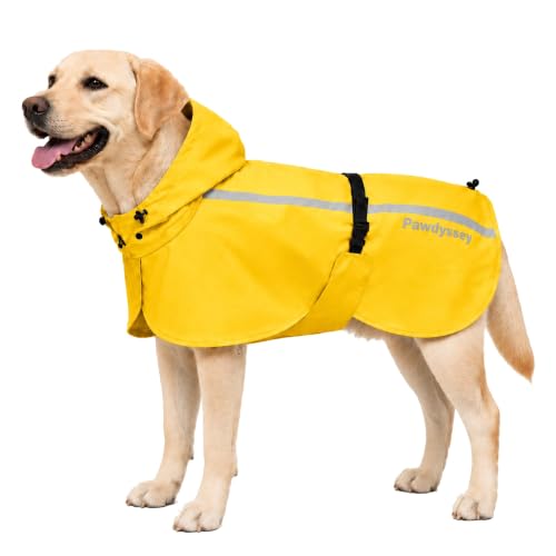 Stretch Fabric Dog Raincoat with Hood (Bright Yellow / X-Large)