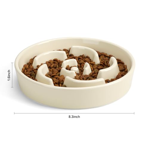 Ceramic Slow Feeder Dog Bowl (Flower - White / 2 Cups)