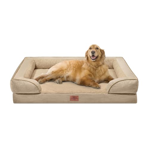 Waterproof Orthopedic Dog Bed for Extra Large Dogs (42.0"L x 30.0"W x 8.5"Th / Light Brown)