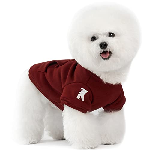 Dog Hoodie Fleece Puppy Clothes Warm Sweater with Hat for Small Dogs Cat Hooded Shirt Kitten Pet Basic Hoodies Sweatshirt with Pocket Doggie Soft Winter Coat Apparel (XL-(15~24lb) | Chest(~20.8") / Red)