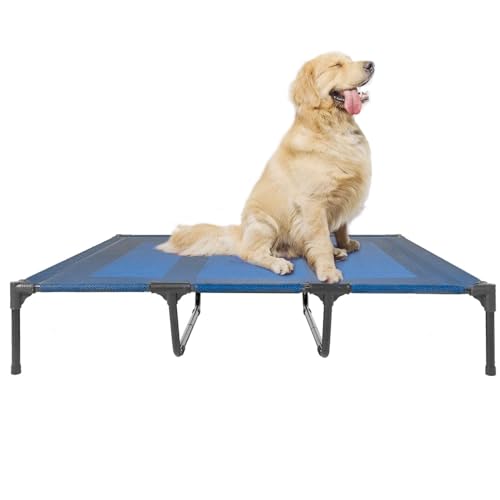Elevated Dogs Bed Waterproof Outdoor (XL (48"L x 36"W x 9"H) / Blue)