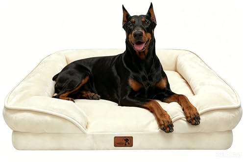 Orthopedic Dog Bed with Sides (48.0"L x 35.0"W x 8.0"Th / Ivory)