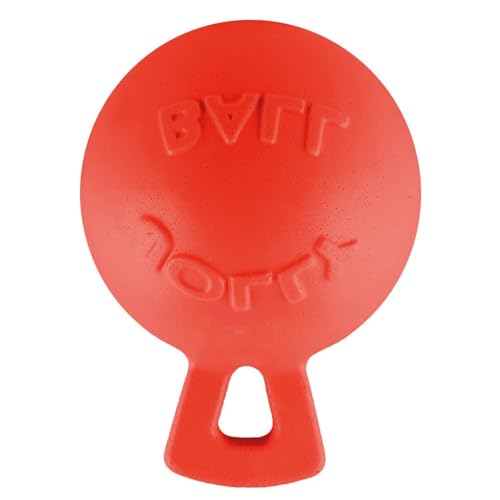 Tug-n-Toss Heavy Duty Dog Toy Ball with Handle, 4.5 Inches/Small, Orange (Orange / Small (4.5 in))