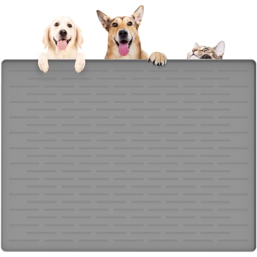39.4"x29.5" Large Pet Food Mat (Light Gray / 39.4"L x 29.5"W)