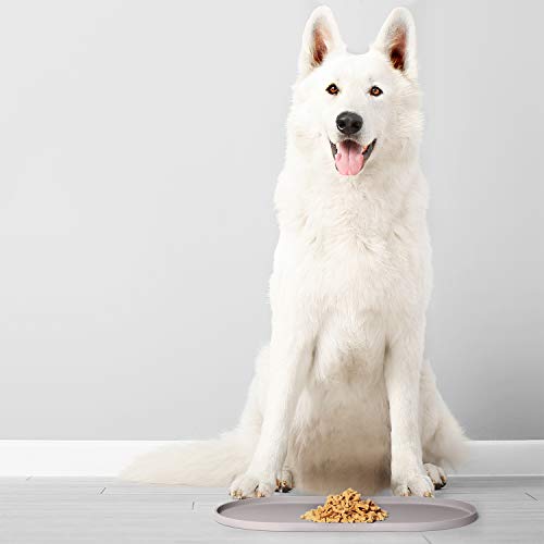 Dog Food Mat Waterproof Dog Bowl Mat (19x11 Inch (Pack of 1) / Dove)