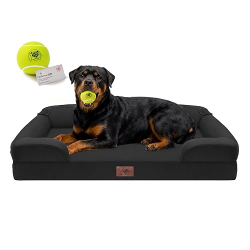 Waterproof Orthopedic Dog Bed for Extra Large Sized Dogs (45 x 35 x 9 in / Black)