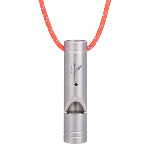 Titanium Whistle Emergency Survival Safety Whistles with Lanyard Loud for Outdoor Camping Hiking Coaches Training Sports Keychain Whistle (1 PCS - Ti9018)