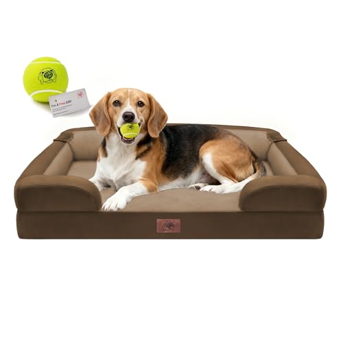Waterproof Orthopedic Dog Bed for Medium Large Sized Dogs (36 x 27 x 7.5 in / Dark Brown)