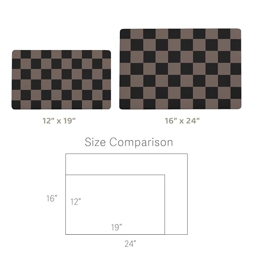 Checkered Dog Feeding Mat (19"L x 12"W / Brown)
