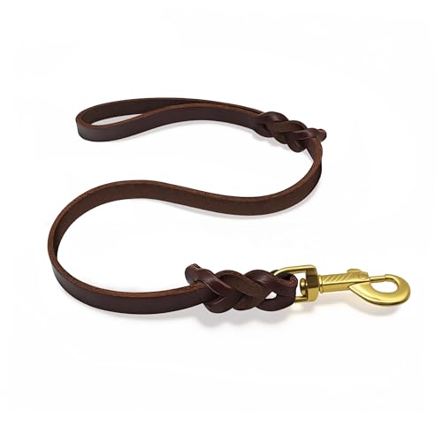 2.5ft Leather Dog Leash Short Heavy Duty Control Walking Lead (2.5ft)