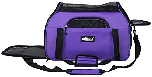Soft Sided Pet Carrier for Cats & Small Dogs (17.0"L x 9.0"W x 12.0"H / Purple)