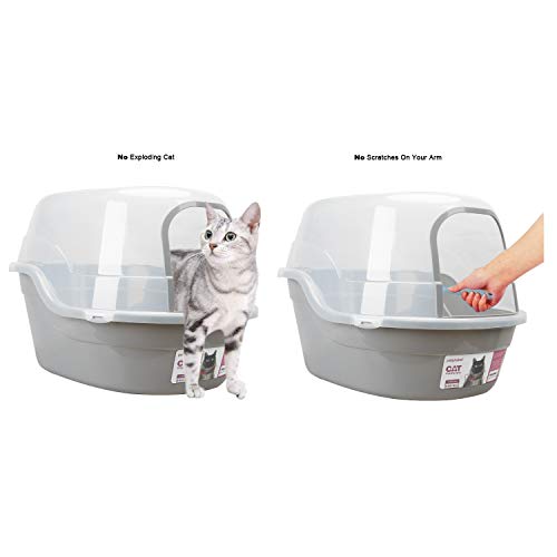 Jumbo Hooded Cat Litter Box (Grey)
