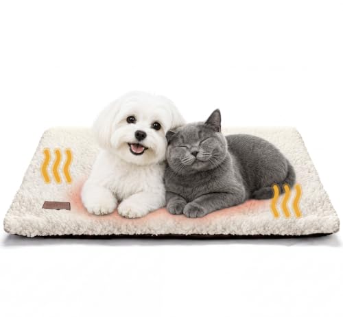 Self Warming Cat Beds for Large Cats Self Heating Dog Mat Pet Pad (35"L x 23.6"W x 1.0"Th / Beige)