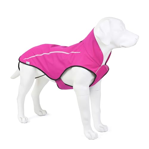 Dog Raincoat Adjustable Waterproof Reflective Rain Jacket for Small Medium Large Dogs (S Chest 22"-25" / Hot Pink)