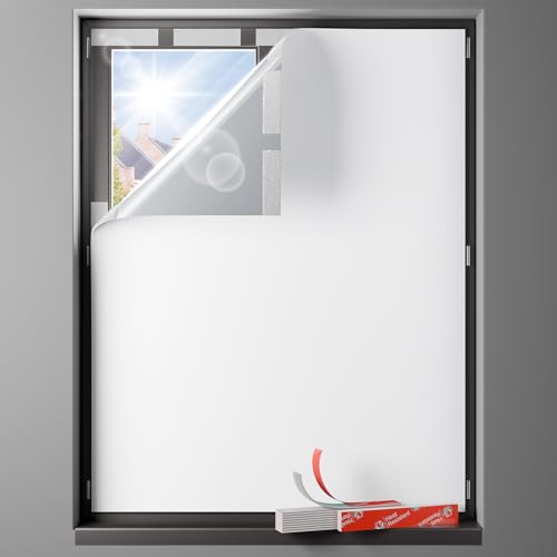 Blackout Curtains Portable 36”x60” No Drill Black Out Window Cover (White / 36"W x 60"H)