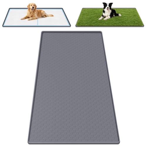 Silicone Dog Pee Pad Holder 51" x 25.6" Potty Training Tray (51“x25.6"-Diamond / Dark Gray)