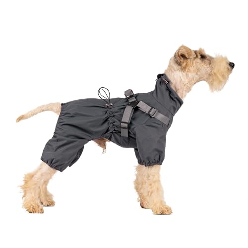 Waterproof Dog Raincoat (M Back Length 14.6" / Dark Gray)