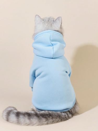 Basic Dog Hoodie Sweatshirt Puppy Sweater Warm Cat Costumes Pet Clothes for Chihuahua Puppy Kitten Small Medium Dogs Light Blue Large (Large / Light Blue)