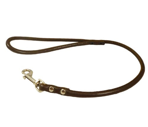 Round Genuine Rolled Leather Dog Short Leash 24" Long 3