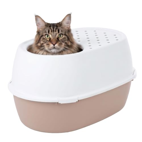 XX Large Top Entry Cat Litter Box (XXL Enclosed / Biege)
