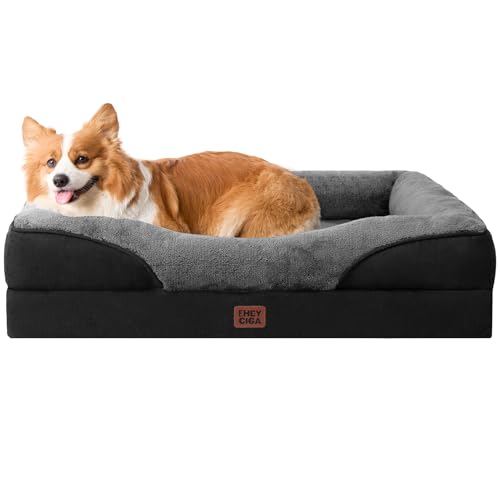 Orthopedic Dog Bed for Medium Dog (Grey/Black / 35x22x6.5)
