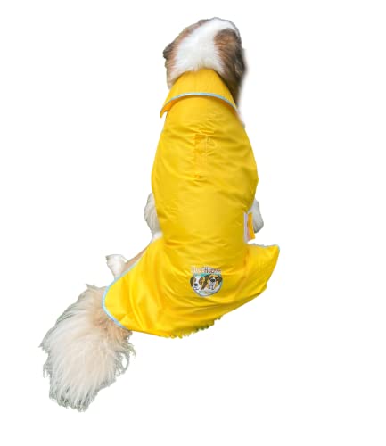 Extra Large Dog Yellow Rain Rover Raincoat with Half Hood XL