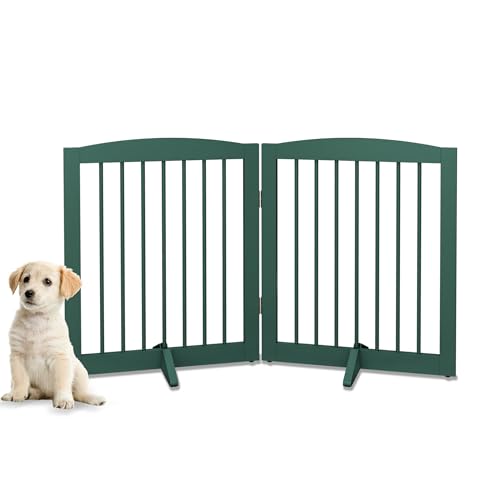 Freestanding Pet Gate for Dogs (24" Height-2 Panel / Green)