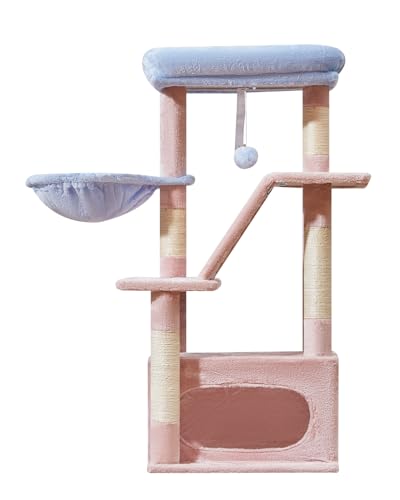 Cat Tree 38.5In Cat Tower for Indoor Cats (Pink and Blue / 38.5 Inches)