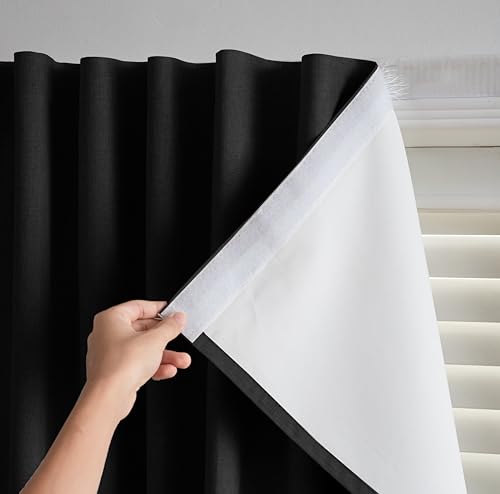 100% Blackout Stick on Curtains (Black / 35"W x 72"H)
