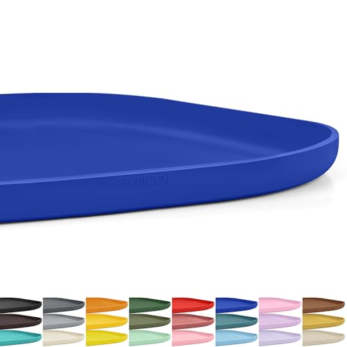 Waterproof Silicone Pet Food Mat with Raised Edge for Dog & Cat (Navy Blue / 12"L x 12"W)