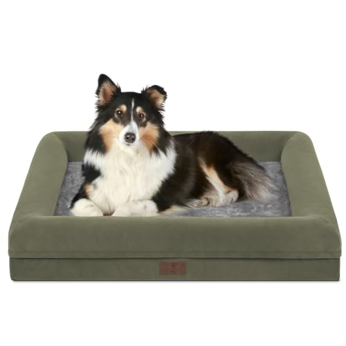 Orthopedic Dog Bed Waterproof Pet Sofa for Large Sized Dogs (Olive Green / 36.0"L x 27.0"W x 7"Th)