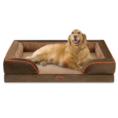 Waterproof Orthopedic Dog Bed for Extra Large Dogs (42.0"L x 30.0"W x 8.5"Th / Brown)