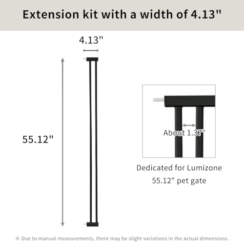 Extra Tall Cat Gate Extension Kit 55.12" High 4.13" Wide Black (55.12" H-black / 4.13" W, Extension)