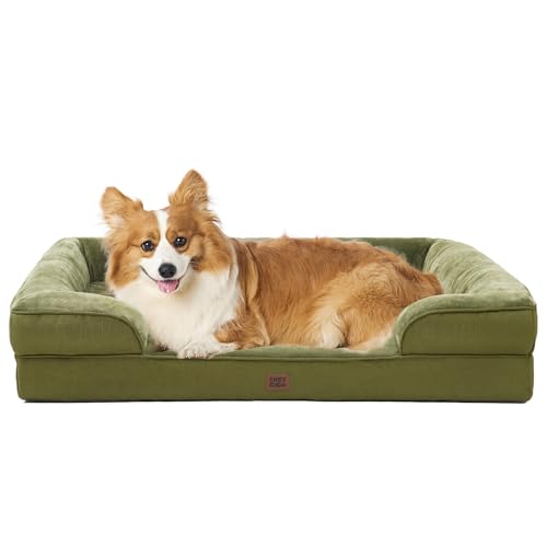 Orthopedic Dog Beds Large Sized Dog (Olive Green / 35.0"l X 22.0"w X 6.5"th)