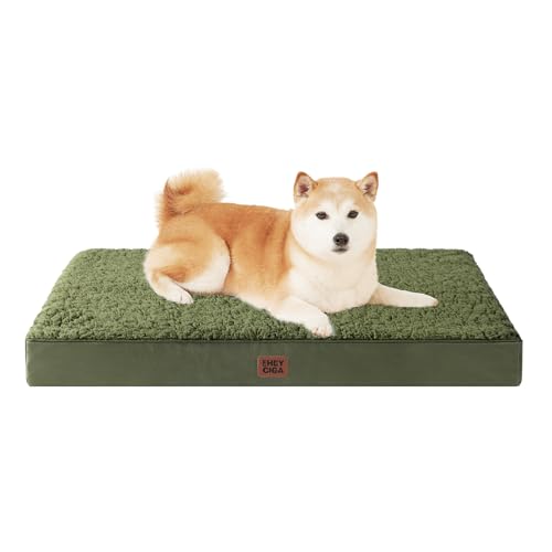 Orthopedic Dog Bed Large with Removable Washable Cover (36*27*3.5 inches / Olive Green)