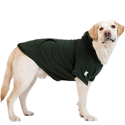 Dog Hoodie Fleece Dog Clothes Warm Sweater with Hat for Medium Large Dogs Cat Hooded Shirt Kitten Pet Basic Sweatshirt with Pocket Doggie Soft Winter Coat Apparel (5XL-(50~77lb) | Chest(~35") / Green)