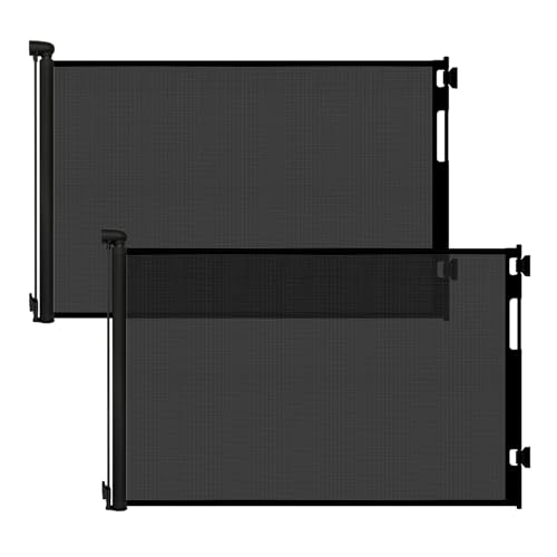 2 Pack) Retractable Baby Gates for Doorways, 55" Wide Mesh Dog Gate (Black / 33'' Tall X 55'' Wide (2 Pack))