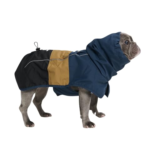 Dog Raincoat Waterproof Rain Jacket w (Blue Gold Black / X-Large)