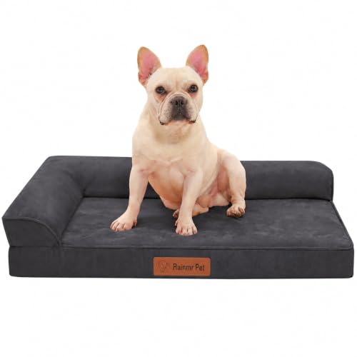 Microsuede Dog Bed for Small & Medium Dogs (Microsuede Style-Dark Grey / S(30"x20"x3"))