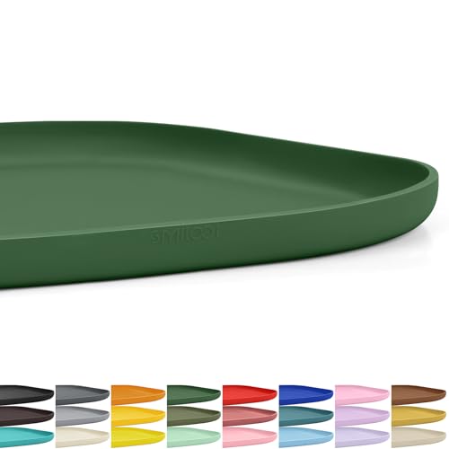 Waterproof Silicone Pet Food Mat with Raised Edge for Dog & Cat (Dark Olive / 12"L x 12"W)