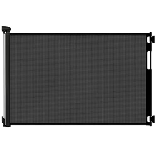 70 Inch Wide Retractable Baby Gate for Doorways (Black / 33'' Tall X 70'' Wide)