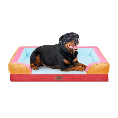Orthopedic Dog Bed for Extra Large Dogs with Bolster (45.0"L x 35.0"W x 8.5"Th / Miami)