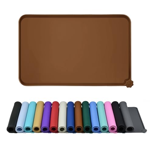 Silicone Pet Feeding Mat (Brown / 18.5" x 11.5")