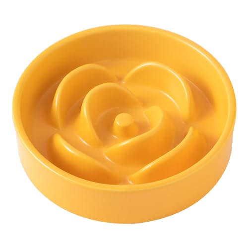 6'' Ceramic Slow Feeder Dog Bowls (6 inch / Yellow)