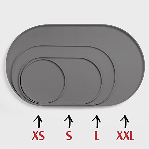 Dog Food Mat Waterproof Dog Bowl Mat (10 Inch (Pack of 1) / Gray)