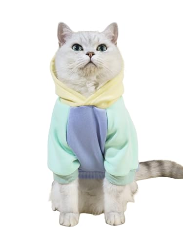 Basic Dog Hoodie Sweatshirt Puppy Sweater Warm Cat Costumes Pet Clothes for Chihuahua Puppy Kitten Small Medium Dogs Yellow and Blue Medium (Medium / Yellow and Blue)