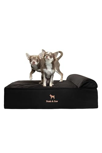 Dog Bed 28x23x7.5 Inch (Denim - Black / Medium)