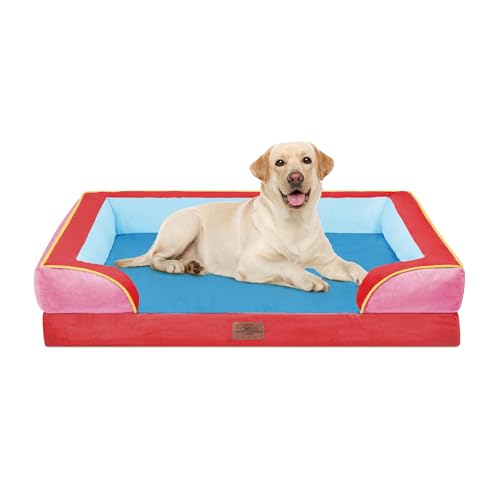 Orthopedic Dog Bed for Extra Large Dogs with Bolster (42.0"L x 30.0"W x 8.5"Th / Los Angeles)